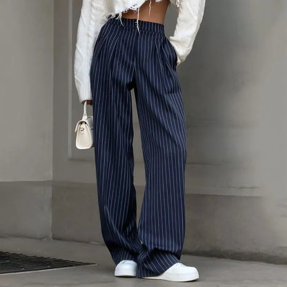 Striped Trousers for Women – Stylish High-Waisted Pants for Casual and Work