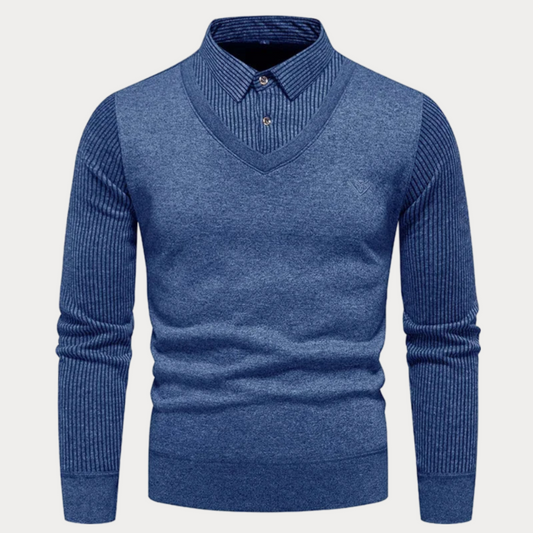 Men's Knitted Jumper with Collar – Stylish Warm Sweater for Casual Wear