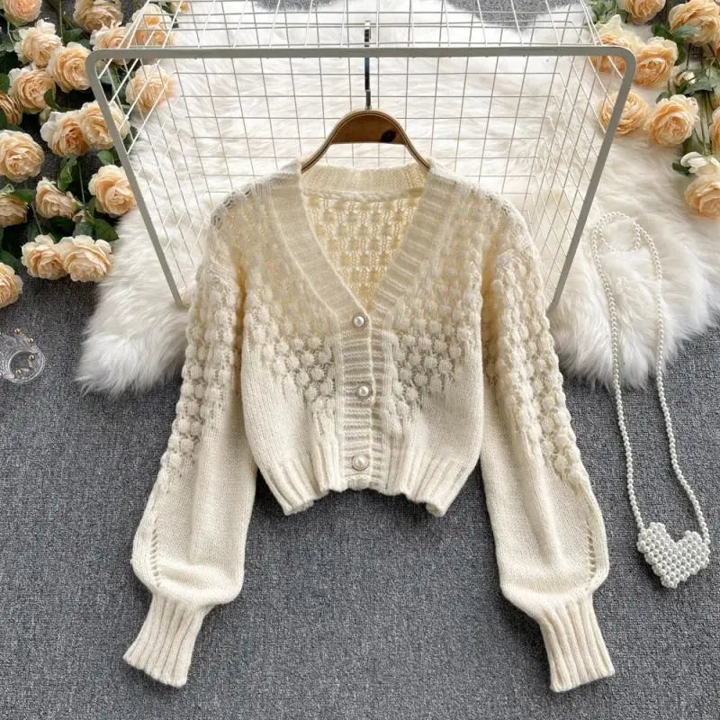 Women's Knitted V-Neck Cardigan – Cozy Lightweight Sweater for Fall Fashion