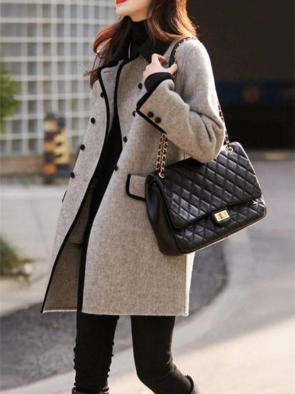 Women's Elegant Coat – Stylish Long Overcoat in Warm Fabric for Winter