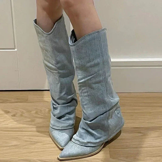 Denim Boots for Women – Stylish Ankle Boots in Soft Denim for Casual Wear