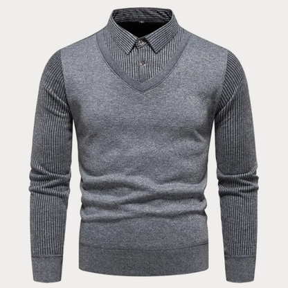 Men's Knitted Jumper with Collar – Stylish Warm Sweater for Casual Wear