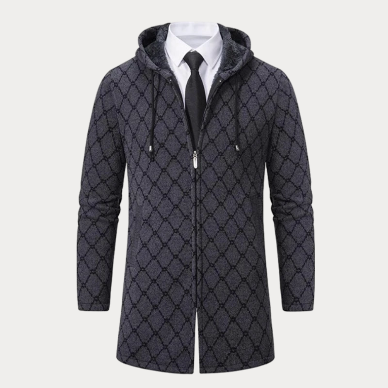 Men's Hooded Long Coat – Stylish Waterproof Overcoat for Winter Fashion