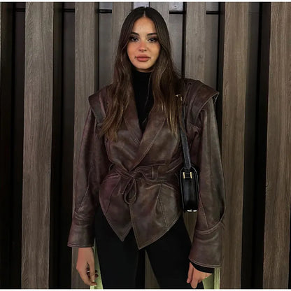 Leather Jacket for Women – Stylish Elegant Outerwear for Fall and Winter