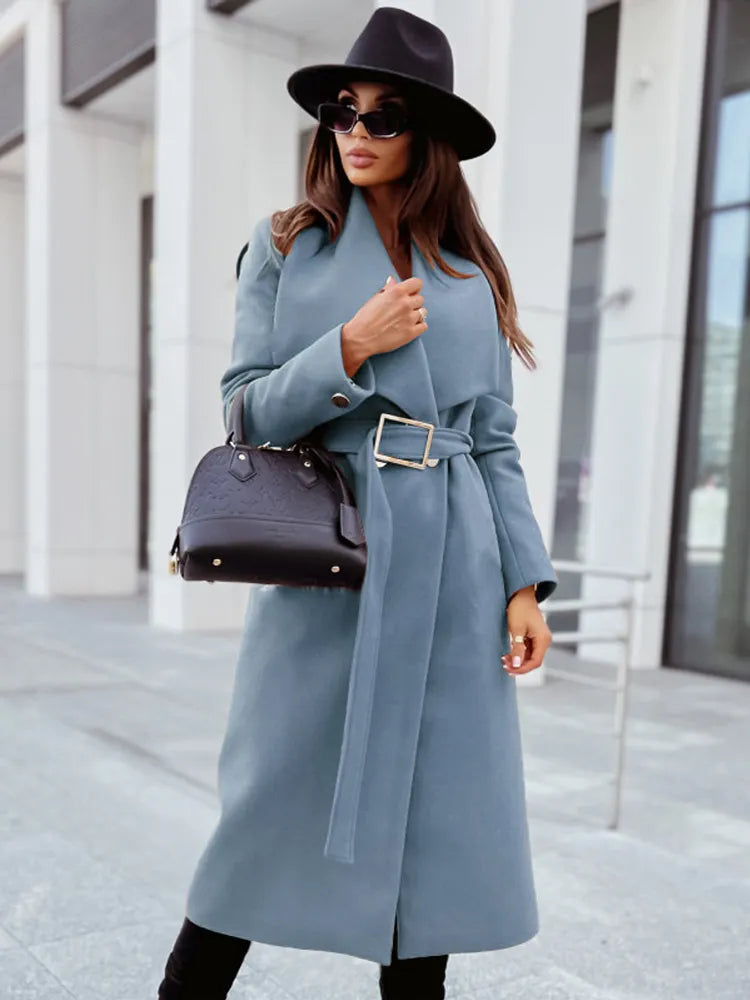 Women's Elegant Coat – Stylish Longline Outerwear for Winter and Fall