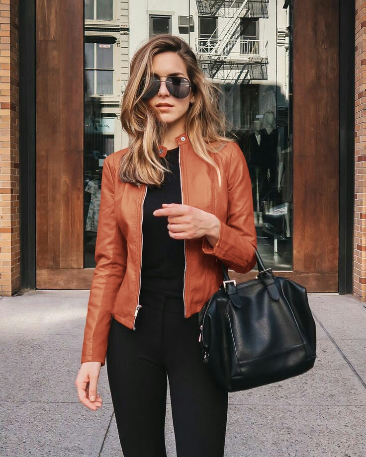 Leather Jacket Women – Stylish Biker Jacket in Genuine Leather for Fall