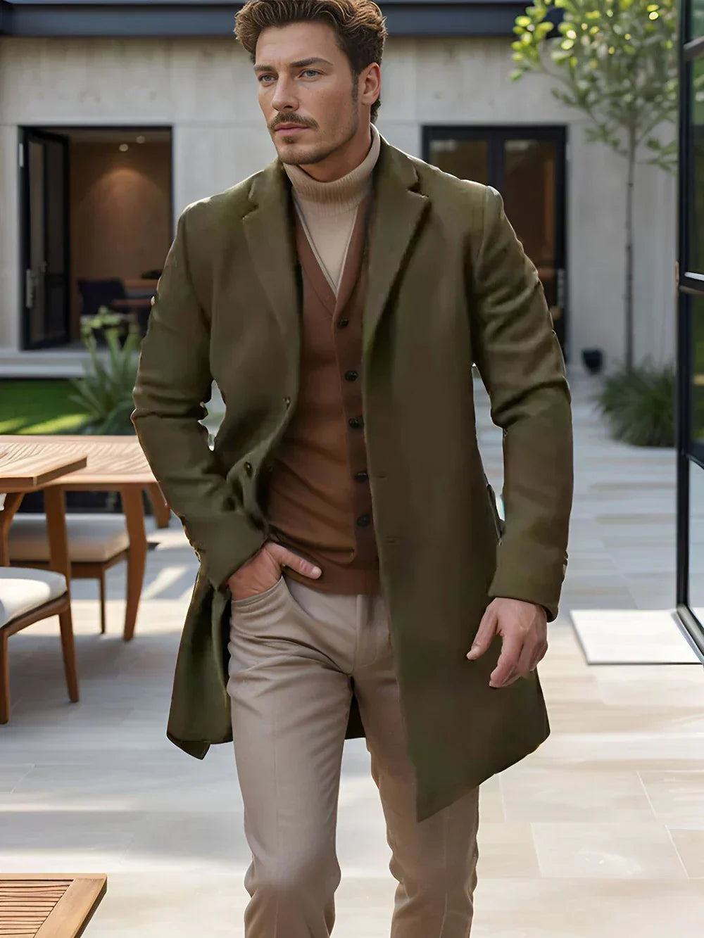 Men's Elegant Coat – Stylish Tailored Overcoat for Formal and Casual Wear