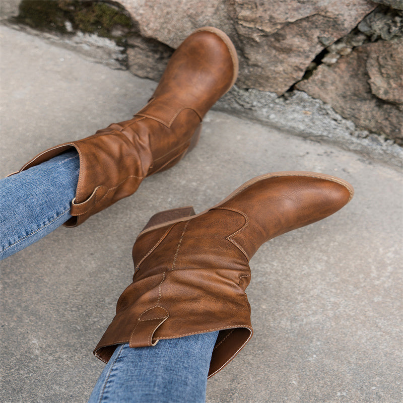 Women's Leather Boots – Stylish Ankle Booties for Fall and Winter Fashion