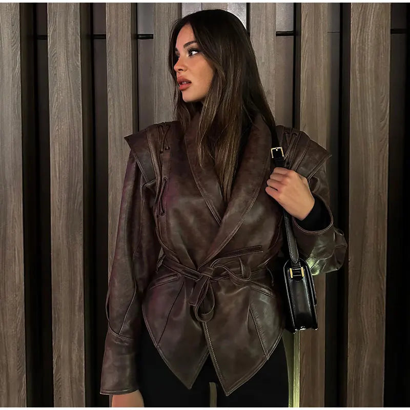 Leather Jacket for Women – Stylish Elegant Outerwear for Fall and Winter