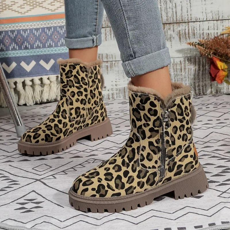 Leopard Print Boots for Women – Stylish Casual Ankle Booties for Fall