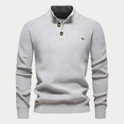 Men's Knitted Jumper with Buttons – Stylish Warm Sweater for Casual Wear