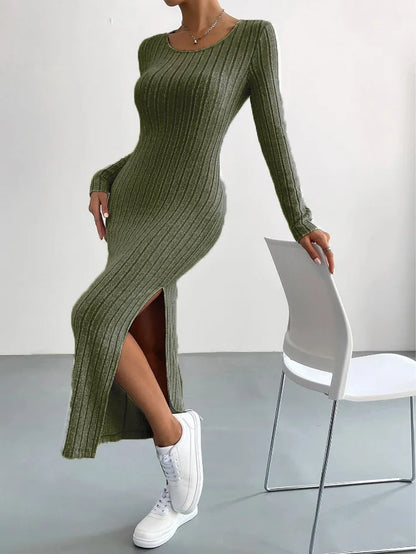 Knitted Dress for Women – Long-Sleeved Elegant Casual Knitwear for Fall