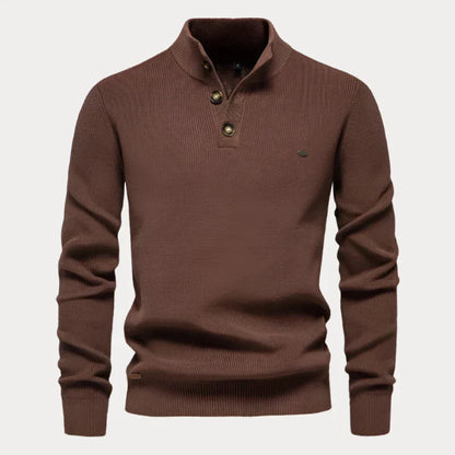 Men's Knitted Jumper with Buttons – Stylish Warm Sweater for Casual Wear