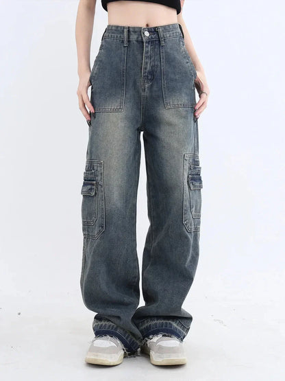 Vintage Jeans for Women – High-Waisted Distressed Denim Pants Stylish Fit