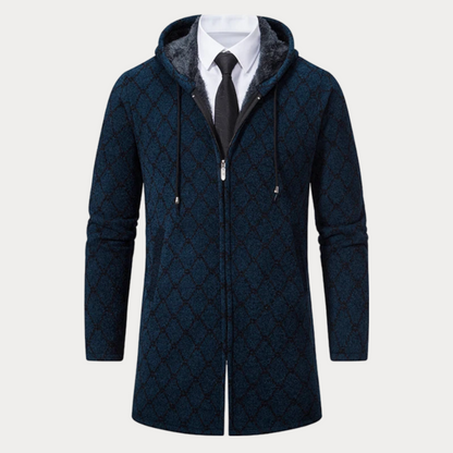 Men's Hooded Long Coat – Stylish Waterproof Overcoat for Winter Fashion