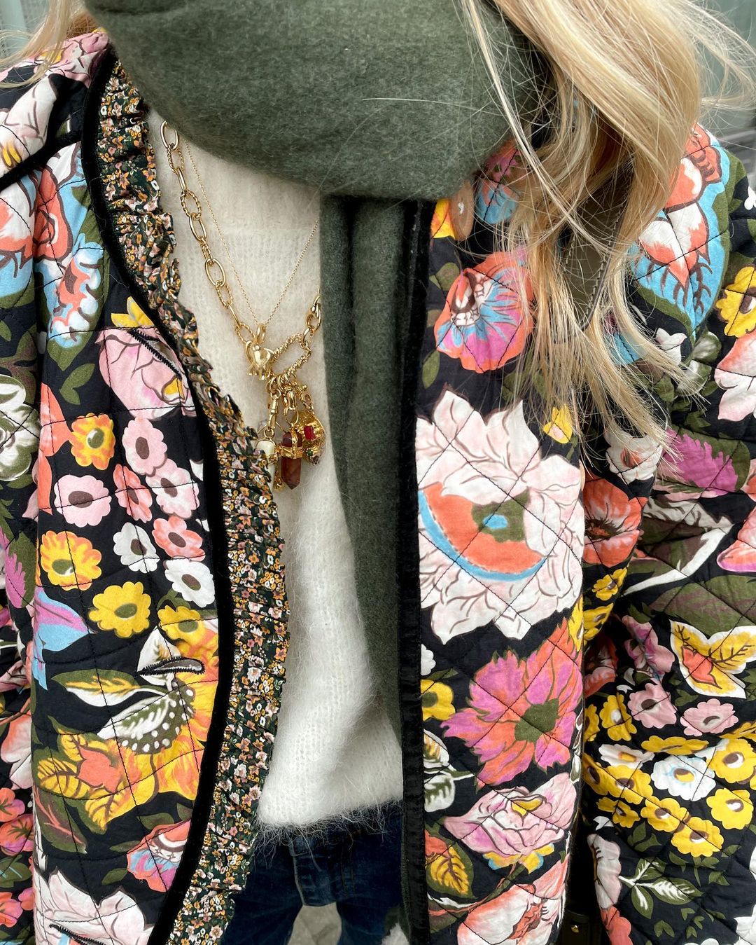 Quilted Jacket Women – Floral Patterned Lightweight Outerwear for Fall