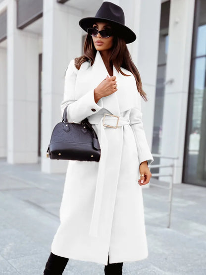 Women's Elegant Coat – Stylish Longline Outerwear for Winter and Fall