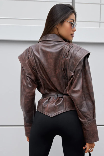 Leather Jacket for Women – Stylish Elegant Outerwear for Fall and Winter