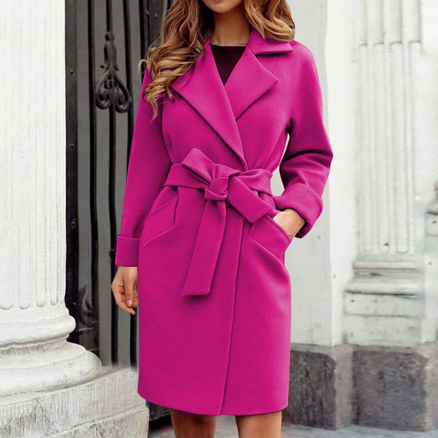 Stylish Women's Coat – Chic Long Overcoat in Warm Fabric for Winter