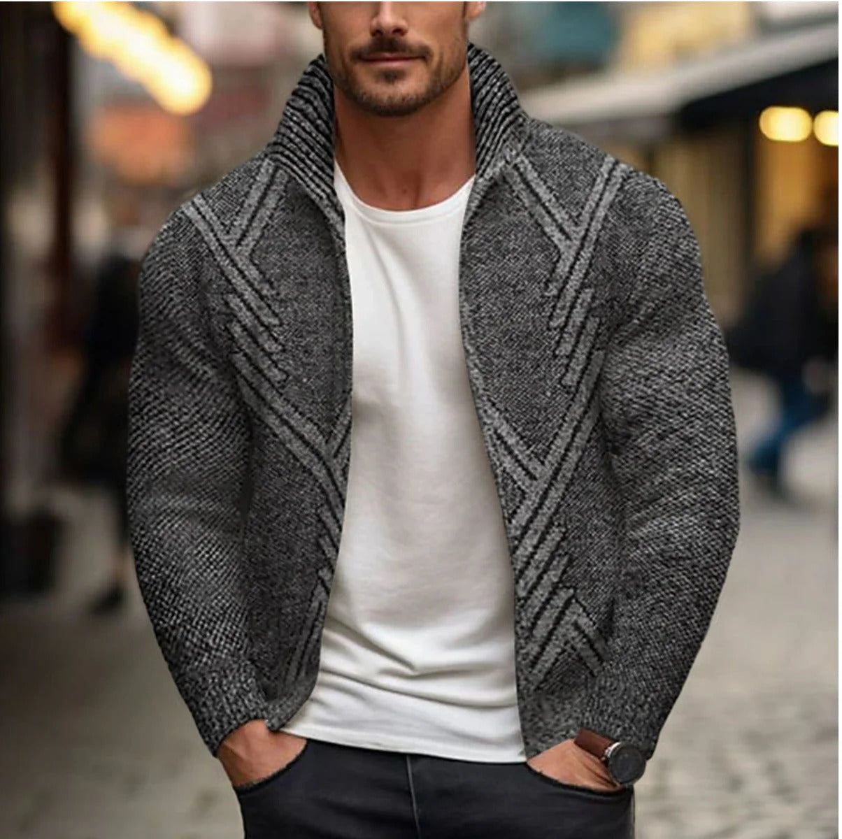 Men's Winter Cardigan – Cozy Knit Sweater for Cold Weather Fashion