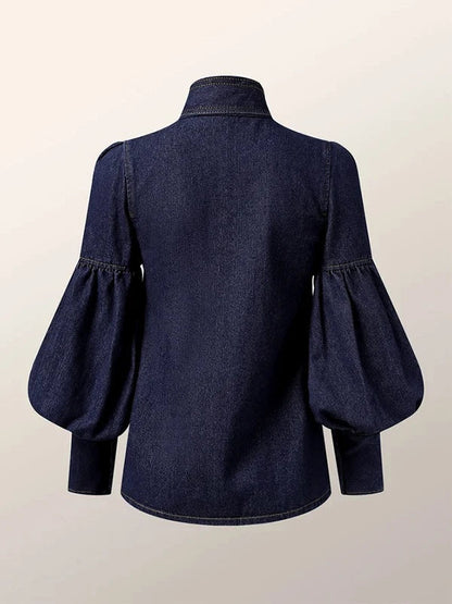 Denim Blouse Women – Puff Sleeve Top Stylish Casual Wear for All Occasions