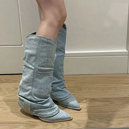 Denim Boots for Women – Stylish Ankle Boots in Soft Denim for Casual Wear