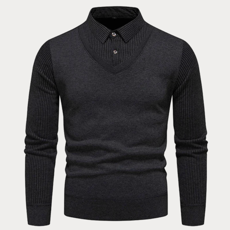 Men's Knitted Jumper with Collar – Stylish Warm Sweater for Casual Wear