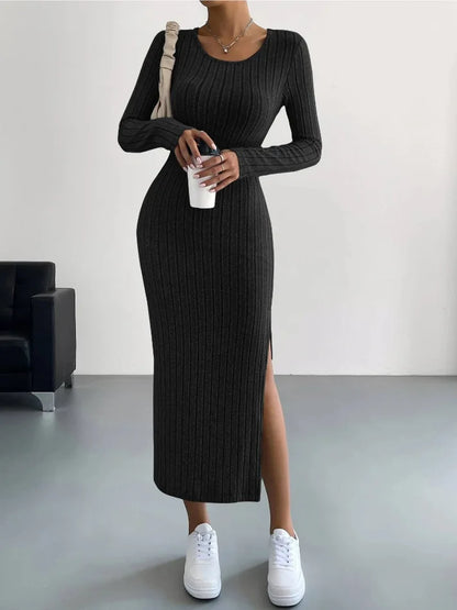 Knitted Dress for Women – Long-Sleeved Elegant Casual Knitwear for Fall