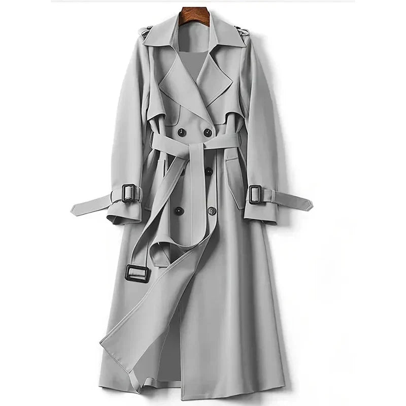 Women's Belted Coat – Stylish Long Overcoat with Warm Fabric for Winter