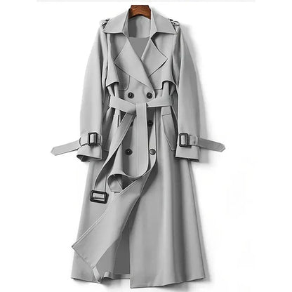 Women's Belted Coat – Stylish Long Overcoat with Warm Fabric for Winter