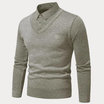 Men's Knitted Jumper with Collar – Stylish Warm Sweater for Casual Wear