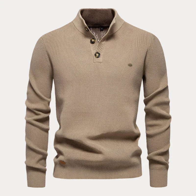 Men's Knitted Jumper with Buttons – Stylish Warm Sweater for Casual Wear