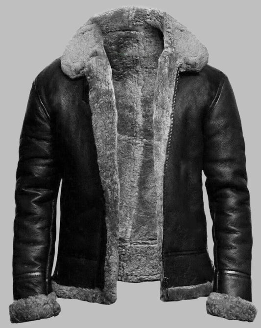 Men's Leather Winter Jacket – Stylish Warm Coat with Zipper and Pockets