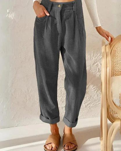 Women’s Cord Trousers – Elegant High-Waisted Pants for Casual and Formal Wear