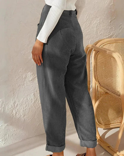 Women’s Cord Trousers – Elegant High-Waisted Pants for Casual and Formal Wear