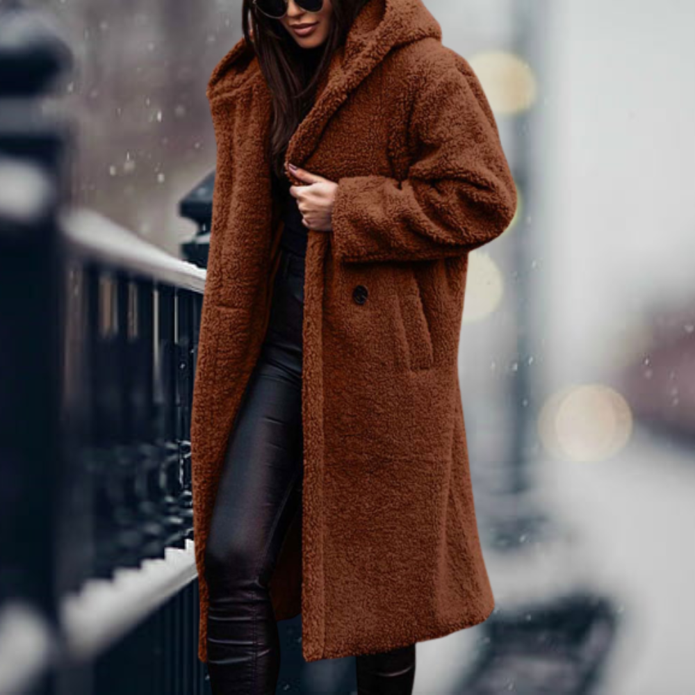 Winter Coat for Women – Long Warm Stylish Jacket with Hood and Pockets