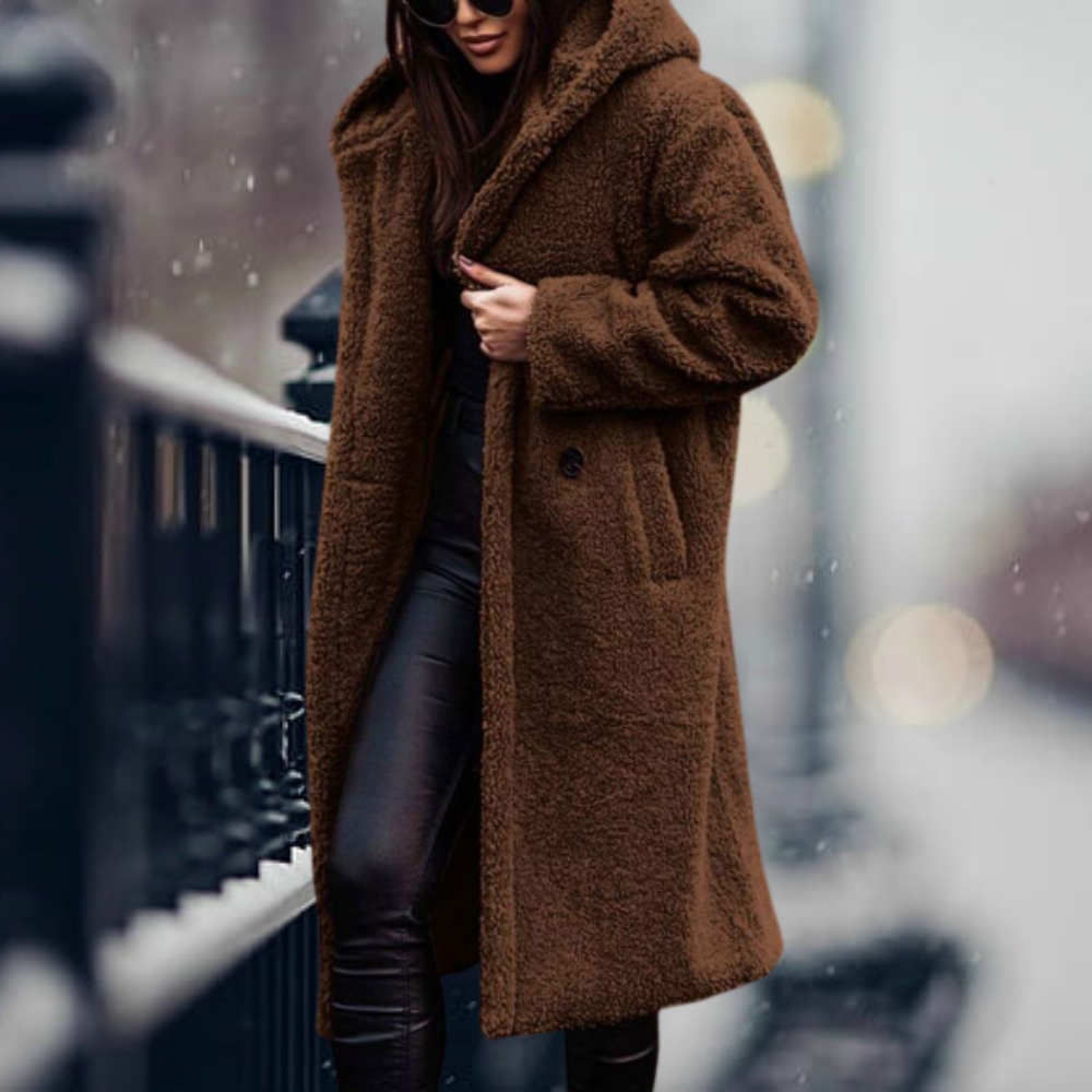 Winter Coat for Women – Long Warm Stylish Jacket with Hood and Pockets