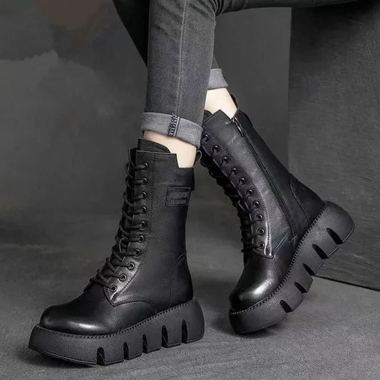 Leather Lace-Up Boots for Women – Stylish Ankle Boots for Casual and Dressy Occasions