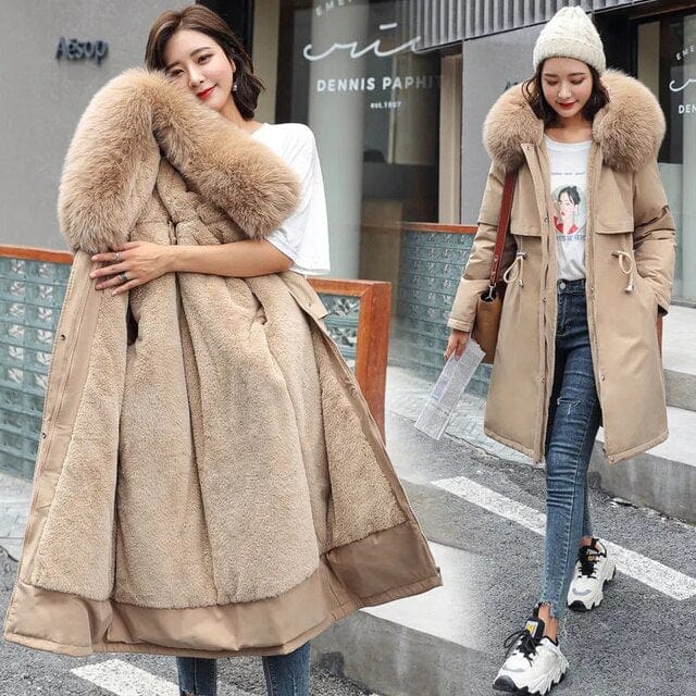 Women's Long Hooded Parka Coat – Warm Waterproof Winter Jacket for Cold Weather