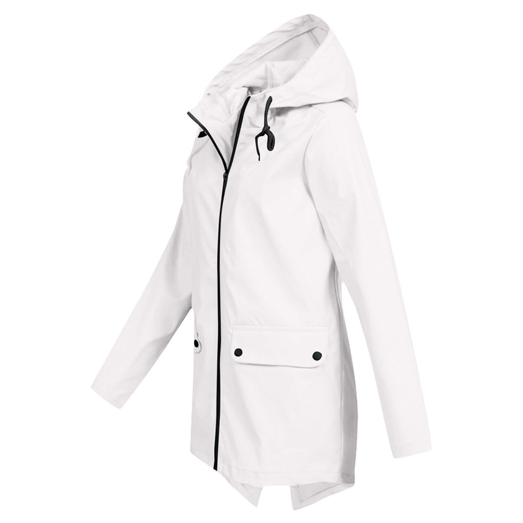 Women's Raincoat with Hood – Warm Waterproof Jacket for Outdoor Activities