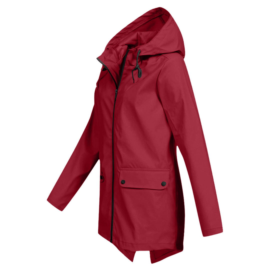 Women's Raincoat with Hood – Warm Waterproof Jacket for Outdoor Activities