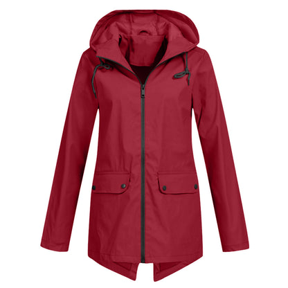 Women's Raincoat with Hood – Warm Waterproof Jacket for Outdoor Activities