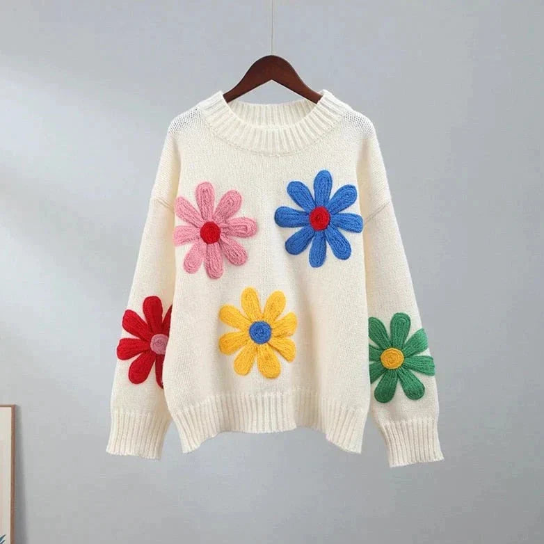 Floral Jumper for Women – Stylish Knit Sweater Dress for Casual Wear