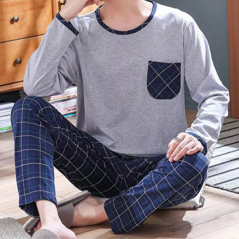 Men's Pajama Set – Comfortable Cotton Sleepwear with Stylish Design