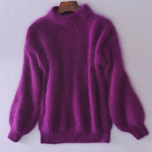 Women's Fluffy Plush Sweater – Cozy Soft Knit Pullover for Winter Fashion