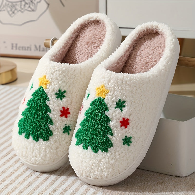 Christmas Slippers for Women – Cozy Fleece Holiday Footwear with Non-Slip Sole