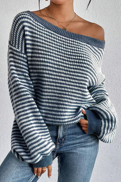 Knitted Jumper for Women – Striped Cozy Sweater for Casual Wear