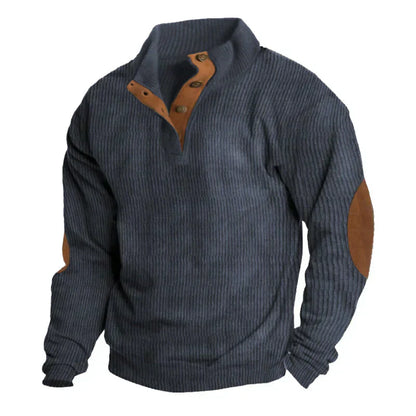 Men's Ribbed Sweater – Stylish Button-Up Knit Pullover for Casual Wear