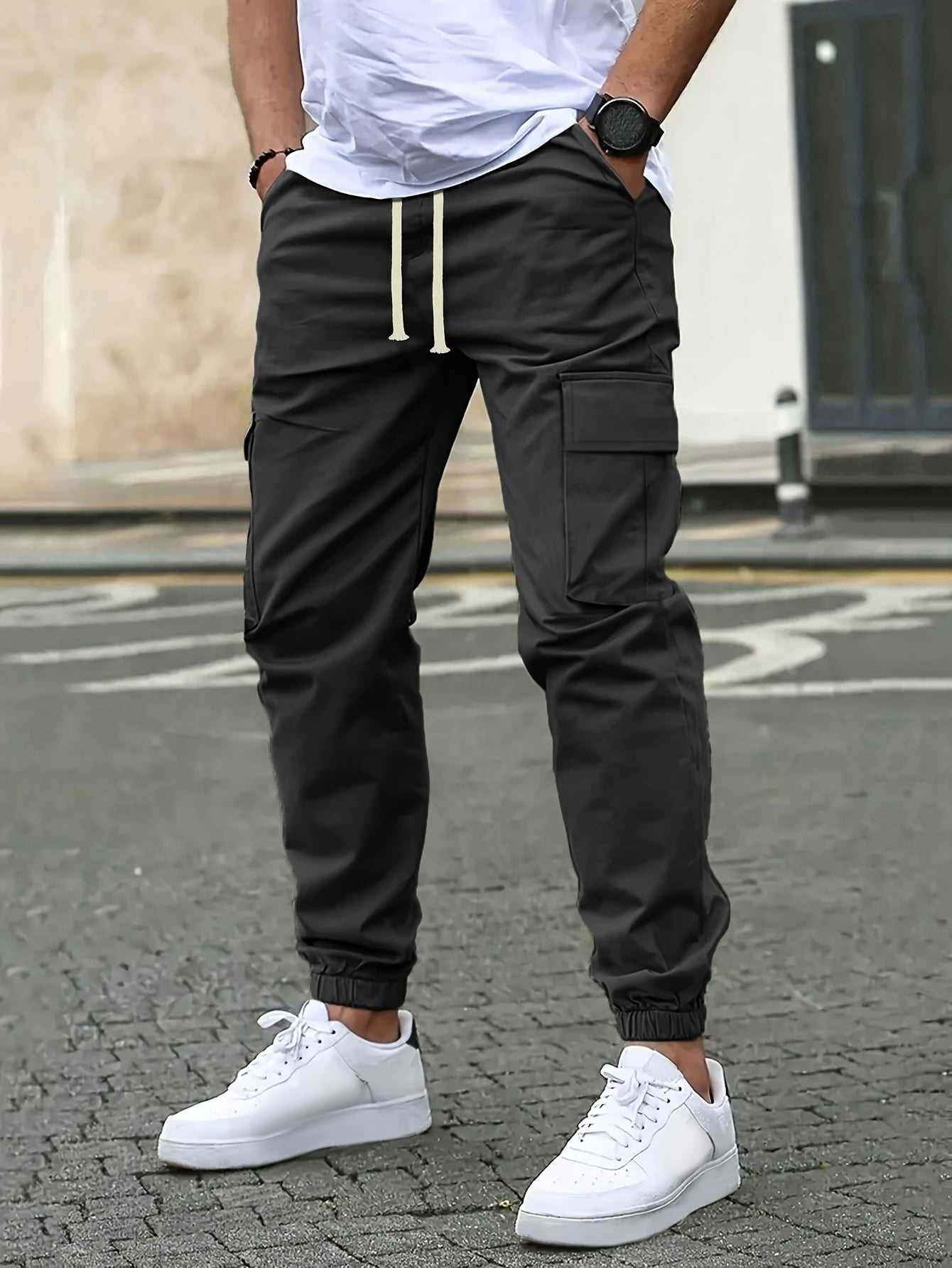 Men's Cargo Trousers – Durable Utility Pants with Pockets for Outdoor Wear