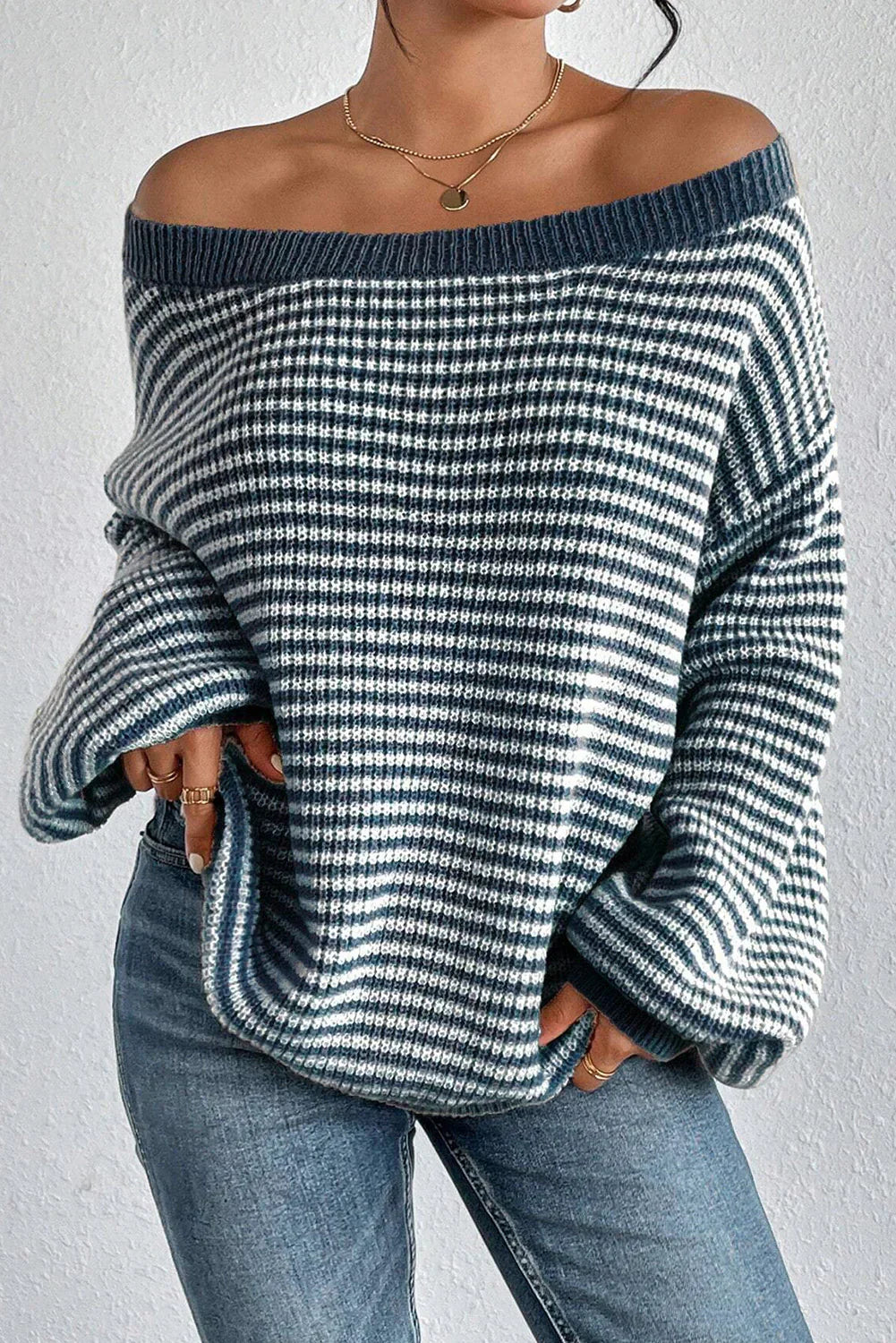 Knitted Jumper for Women – Striped Cozy Sweater for Casual Wear